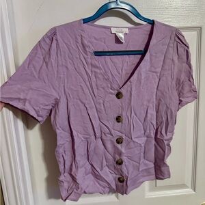 Lavender Button-Front Blouse Top